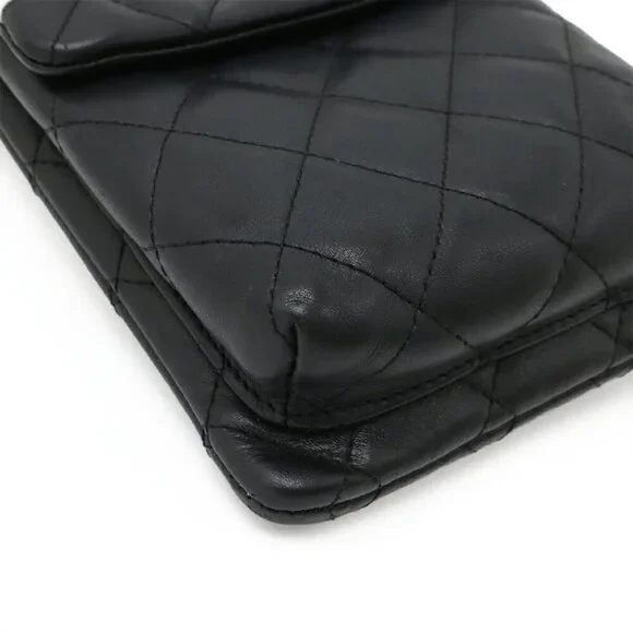 CHANEL Black Leather Logo Pochette Shoulder Bag - Picture 4 of 10